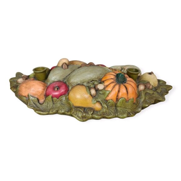 Vintage Holland Mold Candleholder Fruit Cornucopia Thanksgiving Autumn Decor - Picture 1 of 12